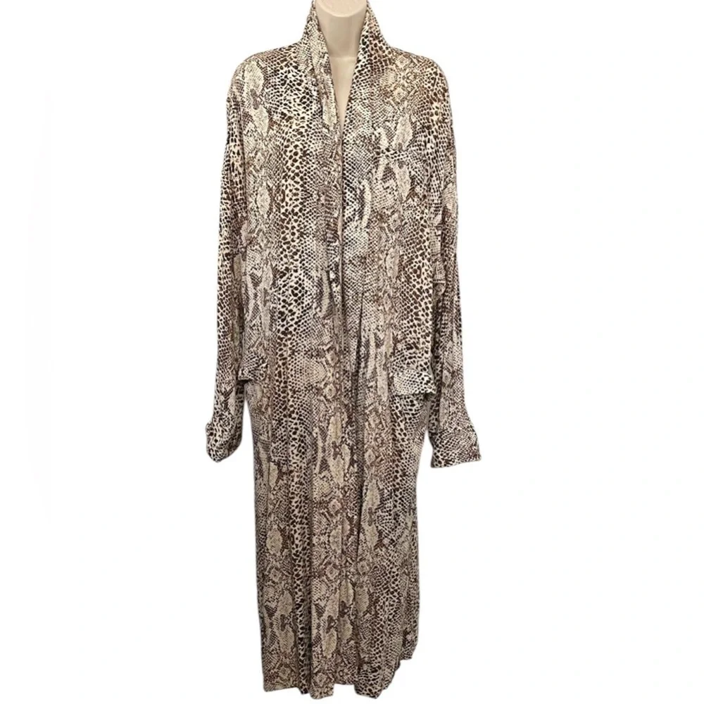 Free People Animal Print Midi Kimono Duster Cardigan Wild Nights Size Medium